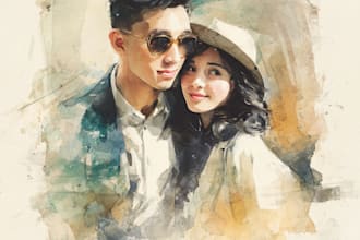 paint watercolor couple portraits