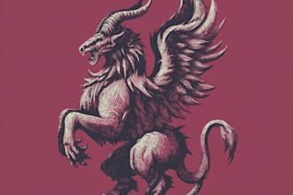 design mythical beasts, monsters, fantasy logo or illustrations