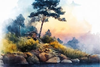draw architecture and landscape architectural watercolor