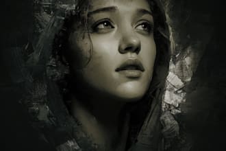 paint digital realistic or abstract dark art portraits