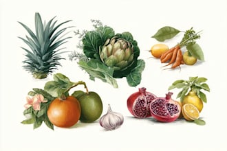 draw realistic illustrations of flowers, plants, fruits, etc