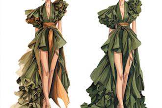 make fashion design or clothing technical flat sketch