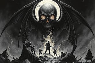 create dark art and heavy death metal illustration