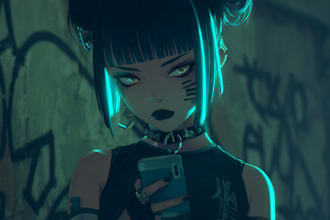 make cyberpunk art anime illustration for you