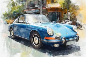 draw your favorite car into a cartoon portrait