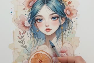 hand paint a stylised watercolor illustration