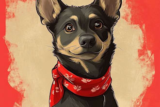 do custom pet portrait or pet illustration in tattoo style