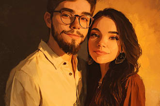 draw high realistic couple vector portrait from photo