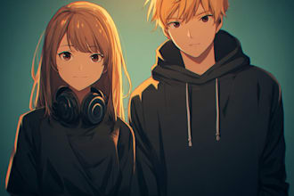 custom couple portrait one piece anime style