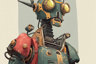 make cyberpunk sci fi robot, mecha character concept art