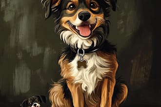 draw an awesome pet cartoon portrait