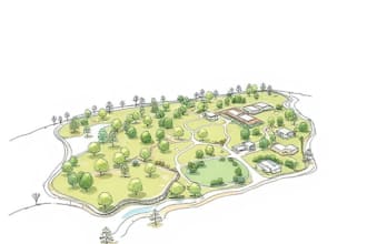 draw landscape sketch design, site plan, map illustration