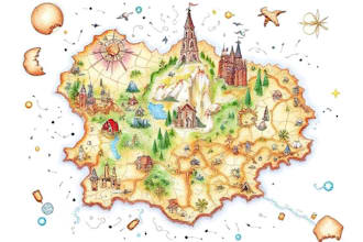 watercolor map illustration just for you