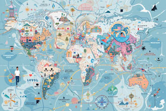 illustrate a creative vector map