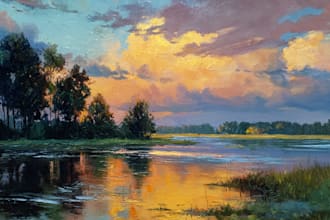 paint landscape in real oil painting