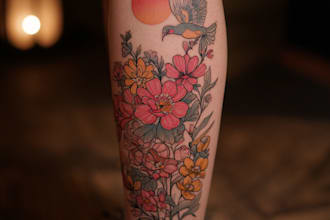 create a tattoo design for leg sleeve