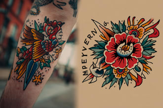 make custom logo old school traditional tattoo design