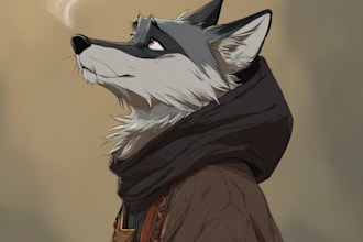 draw custom oc furry art, anthro, fursona