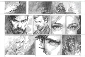 draw comic art for books, panels, and characters