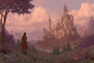 draw fantasy background and landscape