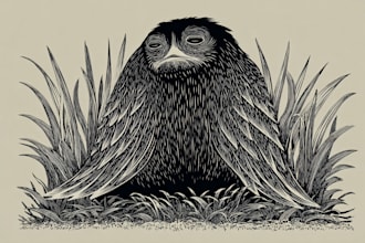 draw a portrait drawing in linocut illustration