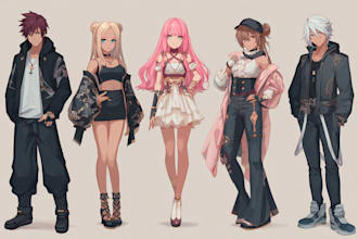 draw anime and game style characters art