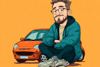 draw your favorite car into a cartoon portrait
