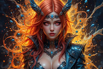 design cyberpunk and fantasy character splash art