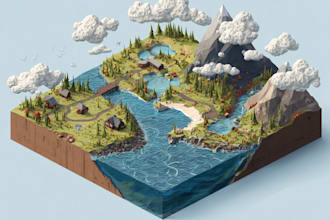 create 2d isometric illustration or map