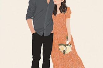 draw a couple portrait illustration