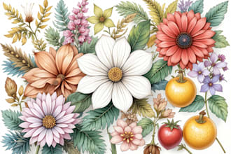 draw watercolor and digital fruits for your logo