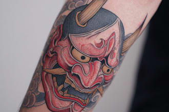 design a japanese hannya mask tattoo for you