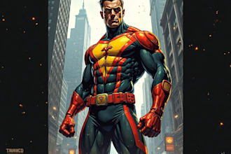 draw comic book illustration, comic super hero character