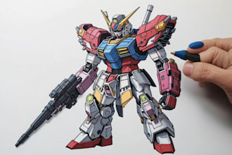 draw your robot mecha gundam