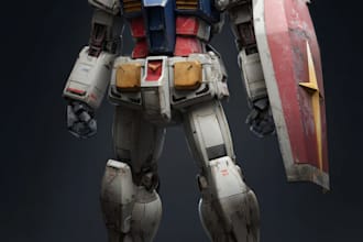 draw gundam, transformers, mecha robot in anime manga style