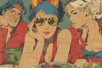 draw vintage illustration, 70s design and retro comic art