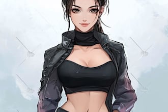 draw an anime character illustration for commercial use