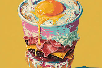 draw a illustration of food pop art