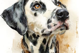 paint dog, cats, whatever pet portrait with watercolor