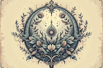 create vintage botanical, mystic, logo design illustration