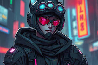 draw cyberpunk character illustration for commercial use