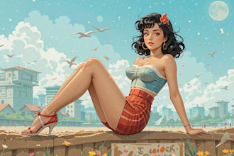 pin up girl and pin up girl illustration