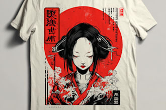 make a japanese t shirt illustration