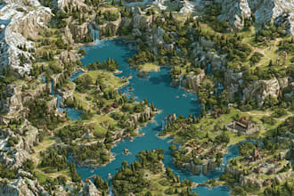 make fantasy map illustration for dnd, novels