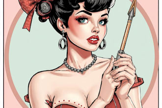 pin up girl and pin up girl illustration