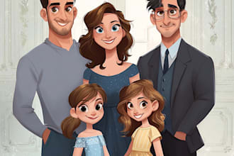 design a professional disney family portrait