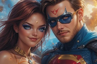draw superhero couple portrait art
