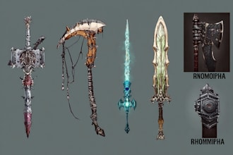 create weapon design and illustration
