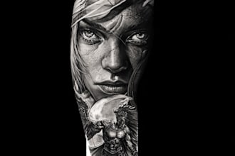 create sleeve tattoo design in realistic style