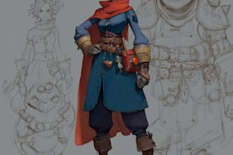 draw a character design or concept art, fantasy illustration
